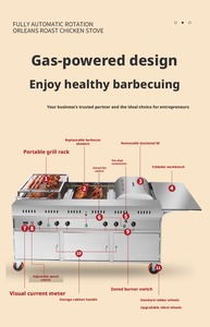 Four à poulet au gaz en acier inoxydable, barbecue commercial utilisé pour griller le dindon et la viande grillée - Product Image 4