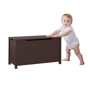 <span class=keywords><strong>Coffre</strong></span> de rangement en bois pour jouets, finition café, avec charnière de sécurité, organisateur pour enfants pour jouets, balles et livres - Product Image 6