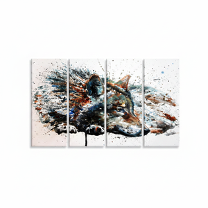 Elegante Juego de 4 Cuadros Decorativos con Impresión de Lobo Estilo Art Deco, Paneles Gráficos Modernos para Colgar - Product Image 2