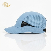 Casquette de baseball respirante en maille 4U, ajustable, unisexe, pour l'extérieur, toutes saisons, 5 panneaux, 100 % coton, sportive, bleu clair