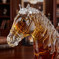 Carafe à whisky créative en verre en forme de cheval, bouteille à liqueur en verre transparent, carafe à whisky faite à la main, pour bar à domicile, hôtel, cadeau de mariage