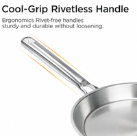 Wajan Crepe Stainless Steel Tri-ply, Wajan Datar Tawa Dosa, Wajan Pancake, Aman untuk Oven, Pemanasan Merata, Cocok untuk Induksi, dengan Gagang Anti Panas