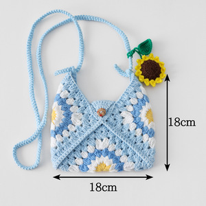 2023 Tianjin fait à la main <span class=keywords><strong>rond</strong></span> grand-mère <span class=keywords><strong>Crochet</strong></span> sac femme oeillet Net esthétique Cottage fleurs décoratives et plantes - Product Image 5