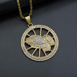 Hip Hop glacé CZ prière <span class=keywords><strong>main</strong></span> religieux étanche Non ternir acier inoxydable mode bijoux pendentif colliers hommes <span class=keywords><strong>en</strong></span> gros - Product Image 6