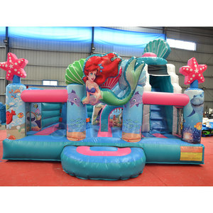 <span class=keywords><strong>Castillo</strong></span> Inflable con Tobogán y Zona de Saltos, Diseño Nuevo con Temática de Sirena - Product Image 1