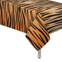 Nappe jetable en plastique à imprimé tigre, imperméable, orange et noire, décoration de fête d'anniversaire sur le thème de la jungle et du safari