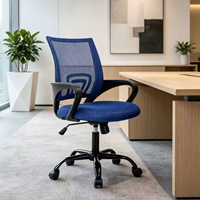 Chaise de bureau ergonomique moderne en maille, réglable en hauteur, pivotante, avec accoudoirs fixes et inclinable, pour le bureau à domicile, la formation du personnel et les conférences