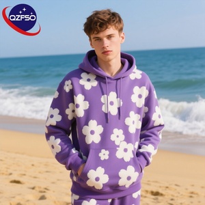 QZFSO High Quality Heavyweight 100% Cotton Pullover Hoodie Streetwear 450gms Denimes Solid <b>Embroidery</b> Print Hooded <b>Sweatshirt</b> - Product Image 1