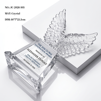 Trophée en cristal Aile d'aigle, nouveau design haut de gamme, sculpture de plume 3D, base en cristal transparent, récompense pour les réalisations de leadership