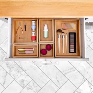 Premium Bamboo Rectangle Drawer Organizer Set Classic Storage Bins Box <strong>Tray</strong> for Office Kitchen for <strong>Tool</strong> <strong>Organization</strong> Storage - Product Image 4