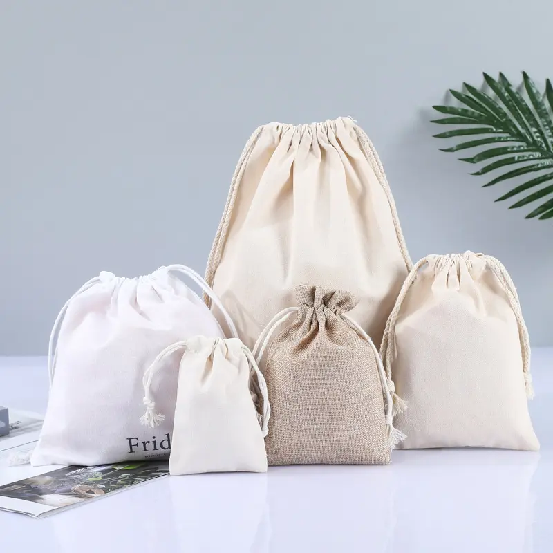 wholesale personalized colorful muslin custom cotton canvas drawstring bag small