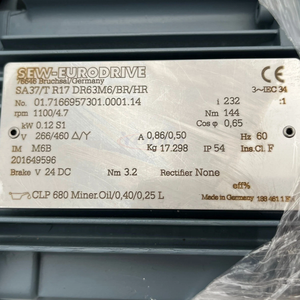 Nuevo Motor de Engranajes Helicoidales Multietapa EURODRIVE SA37/T R17 DR63M6/BR/HR 0.12KW Original con - Product Image 3