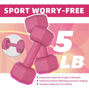 Cast Iron & Rubber <b>Dumbbell</b> Hand Weights 5/10/15/20lbs 5 Colors Unisex Comprehensive Fitness Exercise Home Gym Equipment - Product Image 3