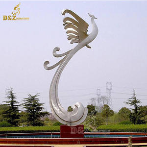 Vendere quadrato esterno decorare arte astratta rivestimento in metallo a grandezza naturale statua animale grande in acciaio inox oro <span class=keywords><strong>fenice</strong></span> scultura - Product Image 3