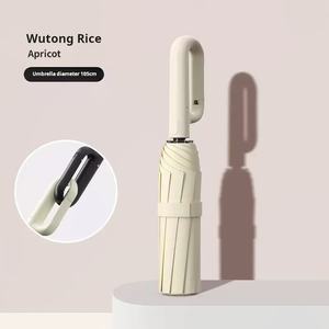 Paraguas Oxford automático de tres pliegues, completamente automático, a prueba de viento, reforzado con costillas de aleación, mango de goma, elementos esenciales de viaje - Product Image 6