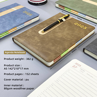 Agenda journalier espagnol A5 personnalisé avec logo en cuir PU 2026, carnet avec stylo