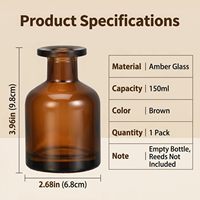 Bouteille diffuseur en verre brun 150 ml/5 oz vide rechargeable, récipient d'aromathérapie pour huiles essentielles, ensembles de verre estampé or DIY