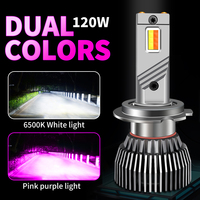 Phares LED H7 Directement de l'Usine, Commutables Blanc Rose Violet pour HIR2 9012 H10 9145 880 881 H27 PSX24W 5202 PSX26W P13W