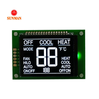 LCD Segmen 4 Digit Negatif VA Transmisi Penuh dengan Lampu Latar Putih 3.3V untuk Tampilan Thermostat HVAC SML04216