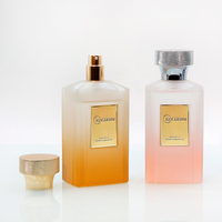 Flacon de parfum vide en verre carré plat rose et noir de luxe 50ml 100ml pour femme, flacon de parfum givré avec bouchon en zamac
