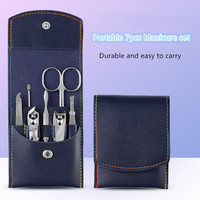 Moins cher Portable 7 pièces ongles manucure ensemble soins personnels toilettage outils Kits pour cadeaux