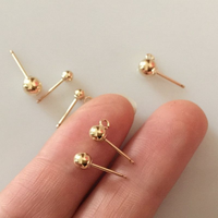 Boucles d'oreilles classiques en or rempli 14KGF, perles rondes, accessoires DIY, vente en gros