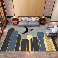 Tapis géométrique moderne grande surface, fabriqué à la machine, en polyester, antidérapant, lavable, à poils ras, épaisseur 5 mm