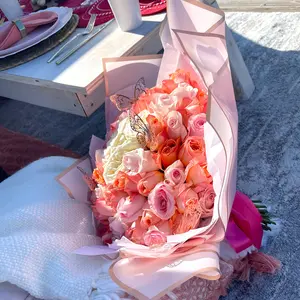 1 पैक डबल रंग धातु फूल रैपिंग पेपर गुलदस्ता पुष्प उपहार पैकेजिंग क्राफ्ट उपकरण निविड़ अंधकार फूल कागज