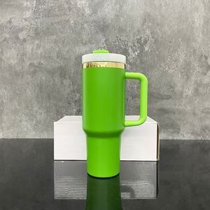 Gobelets personnalisés plaqués or, revêtement en poudre verte, 40 oz, pour gravure au laser - Product Image 2