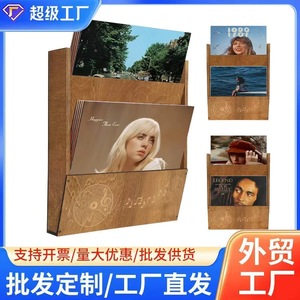 Wooden Record Storage Rack Solid Wood <b>Vinyl</b> Display CD Organizer <b>Wall</b> Mount Home Decor - Product Image 5