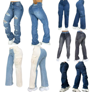 Jeans de Cintura Alta y Corte Ajustado para Mujer, Tallas Grandes, Pierna Recta, Mezcla de Nailon/Algodón - Product Image 2