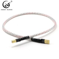 Kabel Kabel Power Audio DIY Pria Tipe A Ke B Kabel USB Hifi DAC Perisai Data 4 Inti OFC Berlapis Perak Pengisian Cepat Kabel Data USB