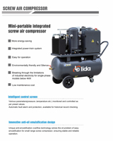 Compresseurs d'air à vis intégrés portables miniatures Lida Luowei de 2,2 kW à 5,5 kW, 8/10 bar, refroidis par air