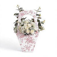 Sacs en papier kraft avec poignées pour bouquets floraux, pour mariages, fêtes prénuptiales, fiançailles (rose)
