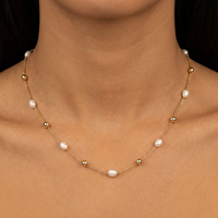 Bijoux Bingxin, chaîne à maillons délicate en acier inoxydable plaqué or 18 carats, imperméable, perles d'eau douce naturelles, breloques, cadeau bouddhiste