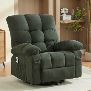 Sillón Reclinable Giratorio de Masaje Moderno con Patas de Madera y Metal, Vibración, Calefacción Lumbar, para Adultos, 350 Libras, Sillón Individual Extra Grande - Product Image 1
