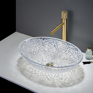 Lavabo da Appoggio in Vetro Temperato Colorato di Alta Qualità, Lavandino Artistico Ovale Blu e Verde per <span class=keywords><strong>Bagno</strong></span> - Product Image 2