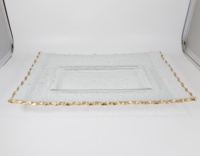 Plaque de chargement en verre fait à la main, rectangle, couleur or, vente en gros, 50 pièces