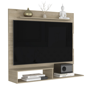 Floating Entertainment Center For <b>Tv</b> Up To 55 In Light <b>Pine</b> With One Superior Shelf And Two Shelves - Product Image 3
