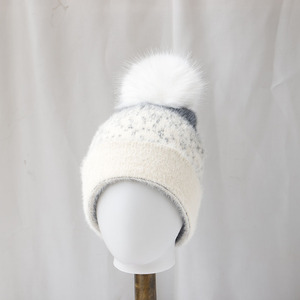 Gorro de Piel Sintética de Visón, Gorro Grueso con Bola de Pelo, Gorro Cálido con Pompón de Piel Sintética para Mujer - Product Image 3