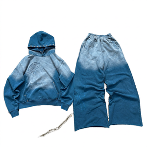 Sweat à capuche en molleton tricoté 100 % coton pour homme, style hip-hop, respirant, hiver, 400g, avec impression en relief en caoutchouc - Product Image 1
