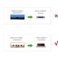 5-poliges Mini-USB 2.0-Kabel 90 Grad links abgewinkelt, Mini-USB-B-Stecker