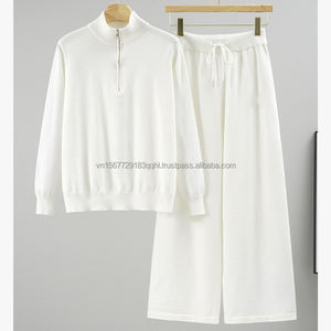 Unisex Fashion Casual Sports Printed Knit Set All Seasons Temperament Half-Zip Top Wide Leg Pants Two Piece Anti-UV Breathable - Product Image 6