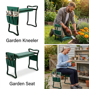 Sunsbuild Ergonomic Folding Garden Kneeler and Seat Cushion Pad Bench <b>Stool</b> <b>with</b> Tool Pouches for Knee & <b>Back</b> Protection - Product Image 6