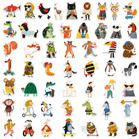 50 autocollants mignons personnalisés en aquarelle sur le thème des animaux pour la décoration DIY, les tasses, les albums photo, l'impression, vente en gros