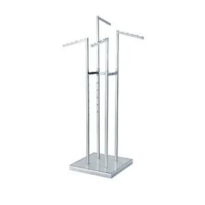 מתכוונן 4 דרך בגדי Rack תצוגת Stand עבור בגדי חנות תצוגה עם 4 ישר זרועות