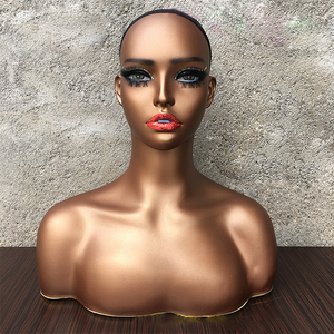 Présentoir réaliste de support de perruque de tête de <span class=keywords><strong>Mannequin</strong></span> féminin pour accessoires de beauté noir marron épaules perruques lunettes oreilles maquillage des yeux <span class=keywords><strong>buste</strong></span> - Product Image 6