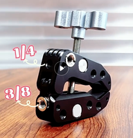 Pince à crabe multifonction robuste en aluminium pour appareil photo, réglable de 10 à 60 mm, support de bureau avec trous ARRI de 1/4 pouces