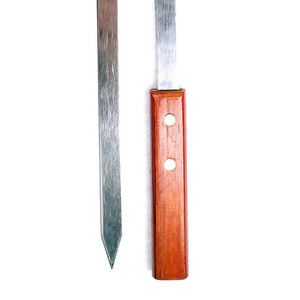 Mydays biểu tượng tùy chỉnh lớn thép không gỉ thịt nướng xiên phẳng với tay cầm bằng gỗ - Product Image 4