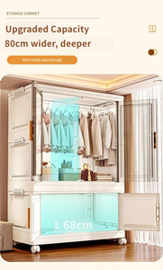 <span class=keywords><strong>Armadio</strong></span> Pieghevole di Lusso in Stile Minimalista, Multi-livello in Plastica <span class=keywords><strong>con</strong></span> Porte Trasparenti per Camera da Letto, Montaggio Richiesto - Product Image 4